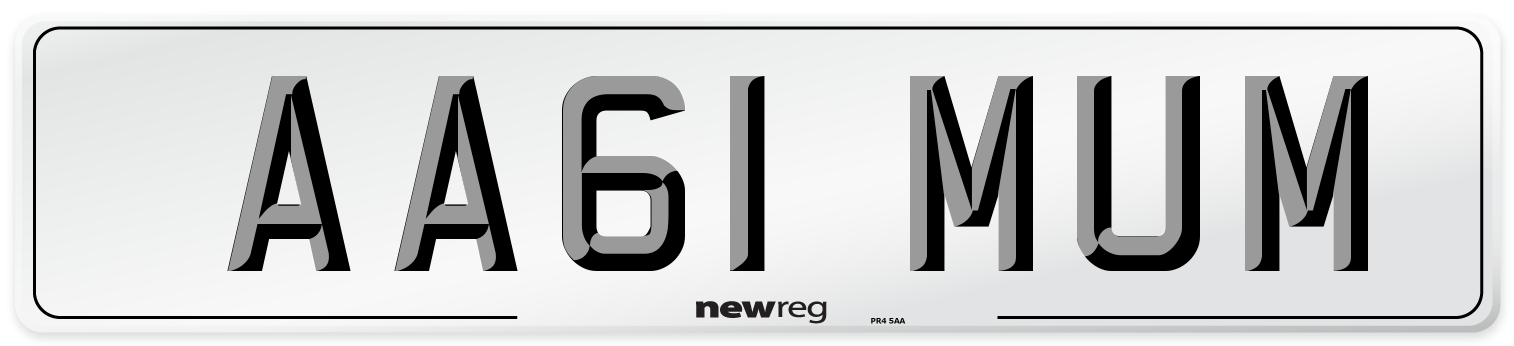 AA61 MUM Number Plate from New Reg